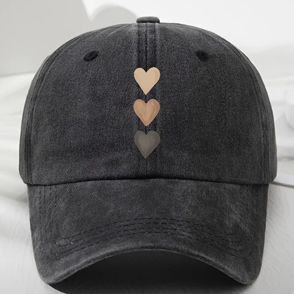 SALE ** 
Stylish Black Heart-Embellished Cap